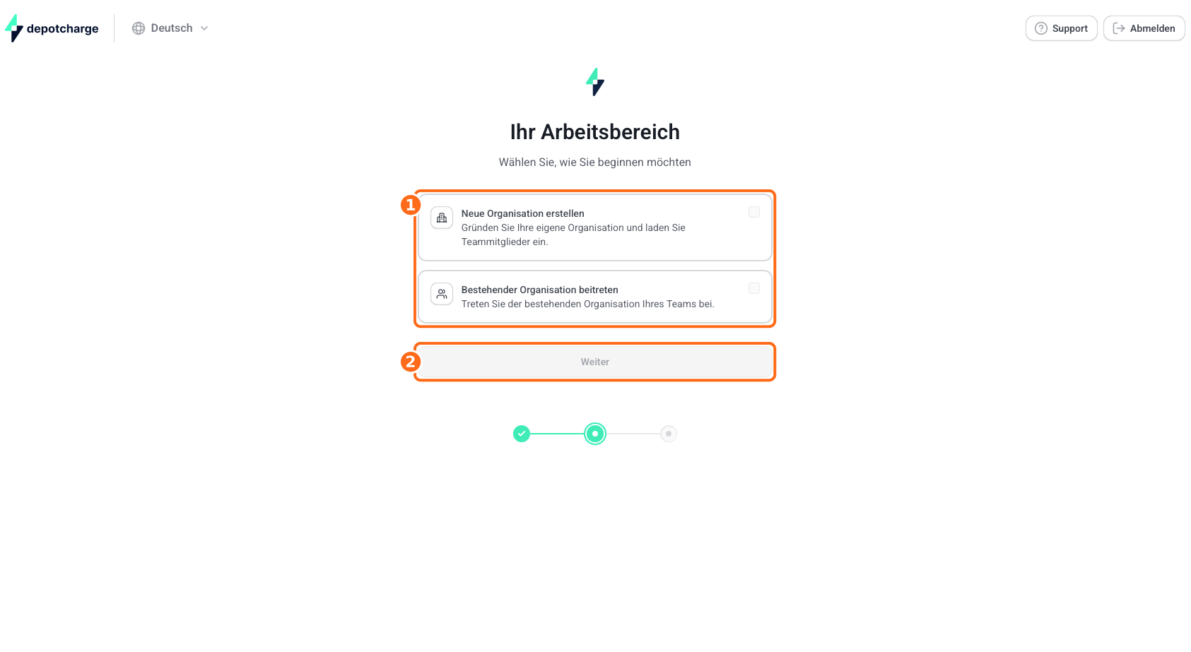 Screenshot: Registrierung