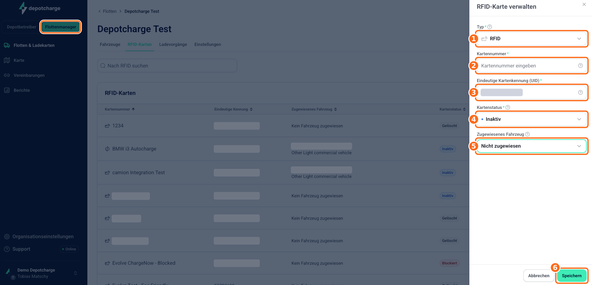 Screenshot: RFID Karte hinzufuegen