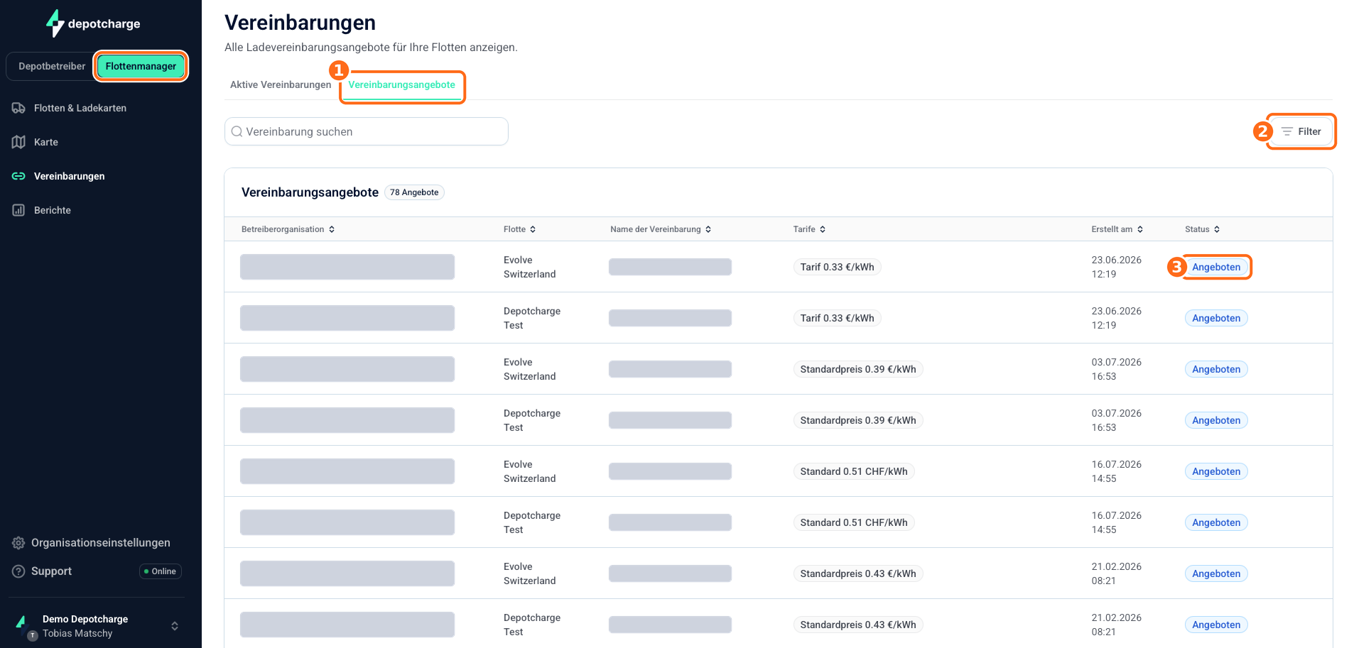 Screenshot: Vereinbarung anfragen