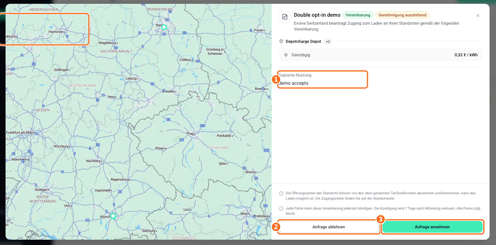 Screenshot: Anfrage genehmigen